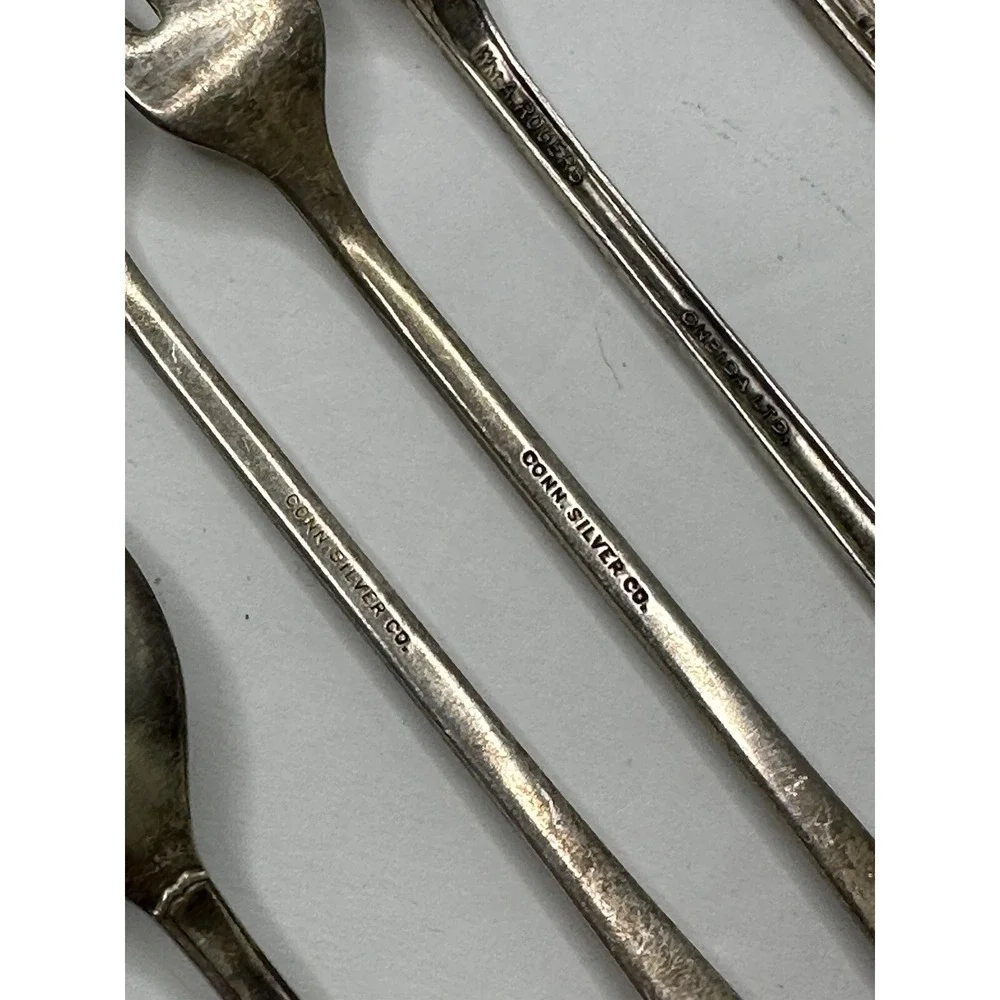 Silver Plated Flatware Lot Ladle Meat Fork Cocktail Butter Knife Spoon 11 pc VTG